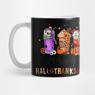 Happy Hallothanksmas Halloween Thanksgiving Christmas Mug